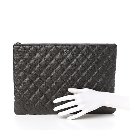 Chanel Caviar Quilted Large Cosmetic Case Dark Charcoal 2 of 9