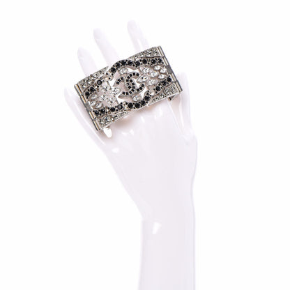 Chanel Crystal CC Wide Cuff Black Silver 2 of 6