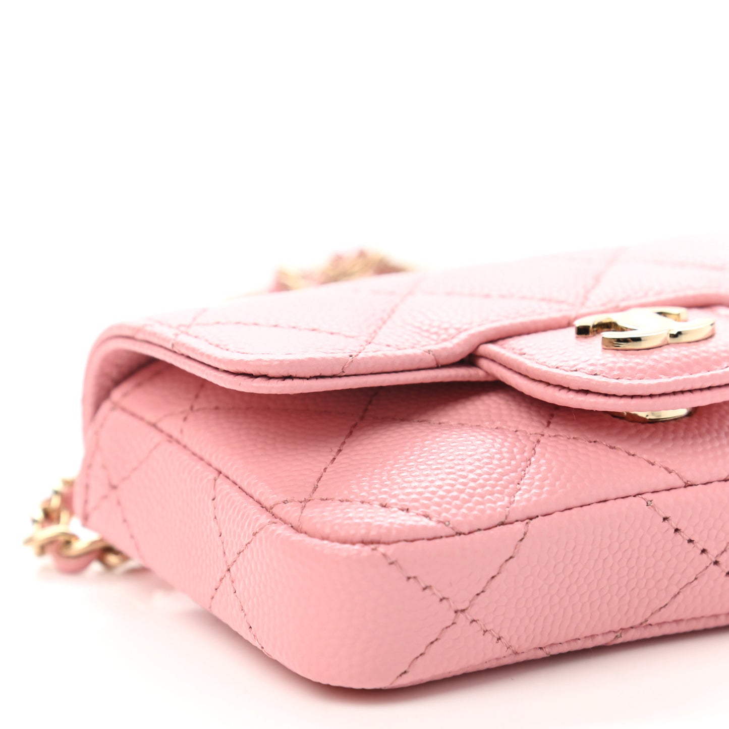 Caviar Quilted Mini Chain Belt Bag Light Pink