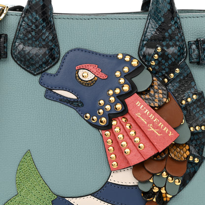 Burberry Derby Calfskin Watersnake Beasts Fish Small Banner Tote Pale Opal 9 of 9