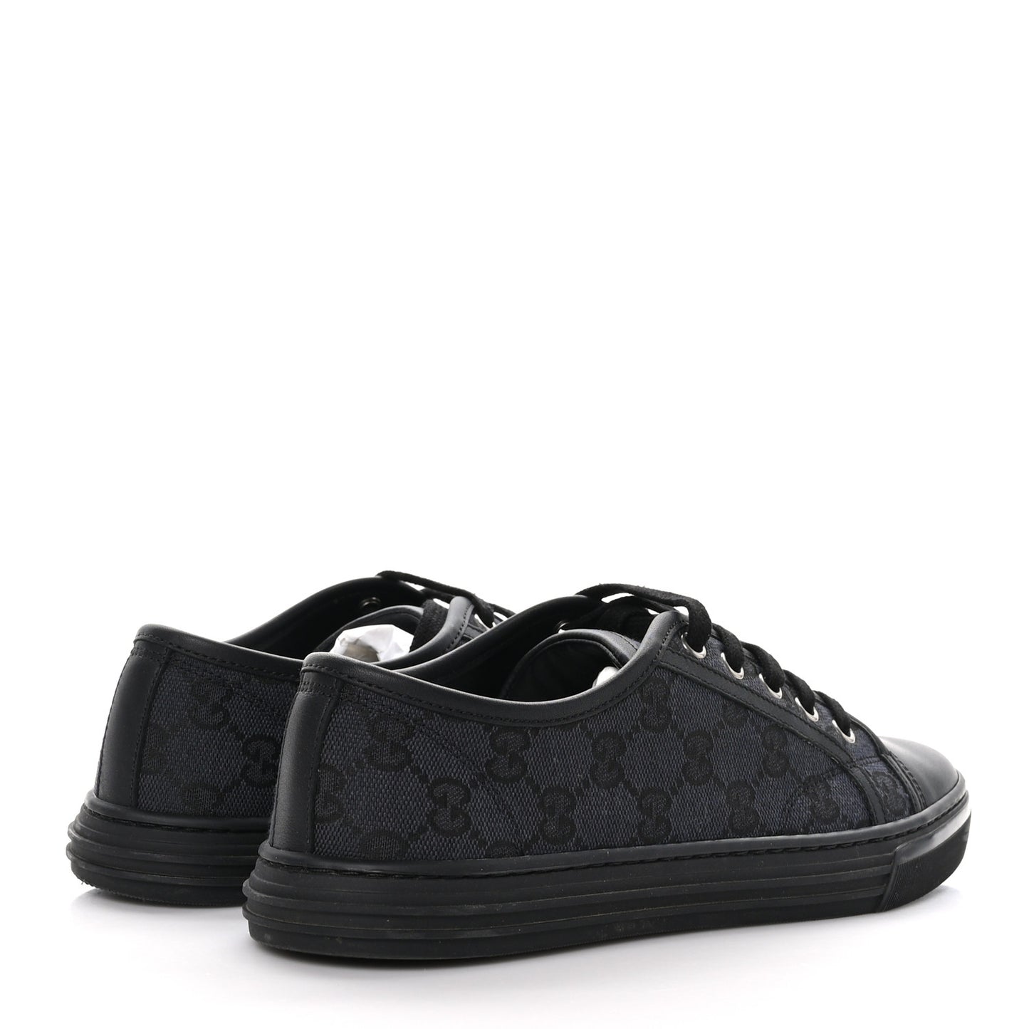 GG Monogram Calfskin Womens Low Top Sneakers 39 Piombo Black