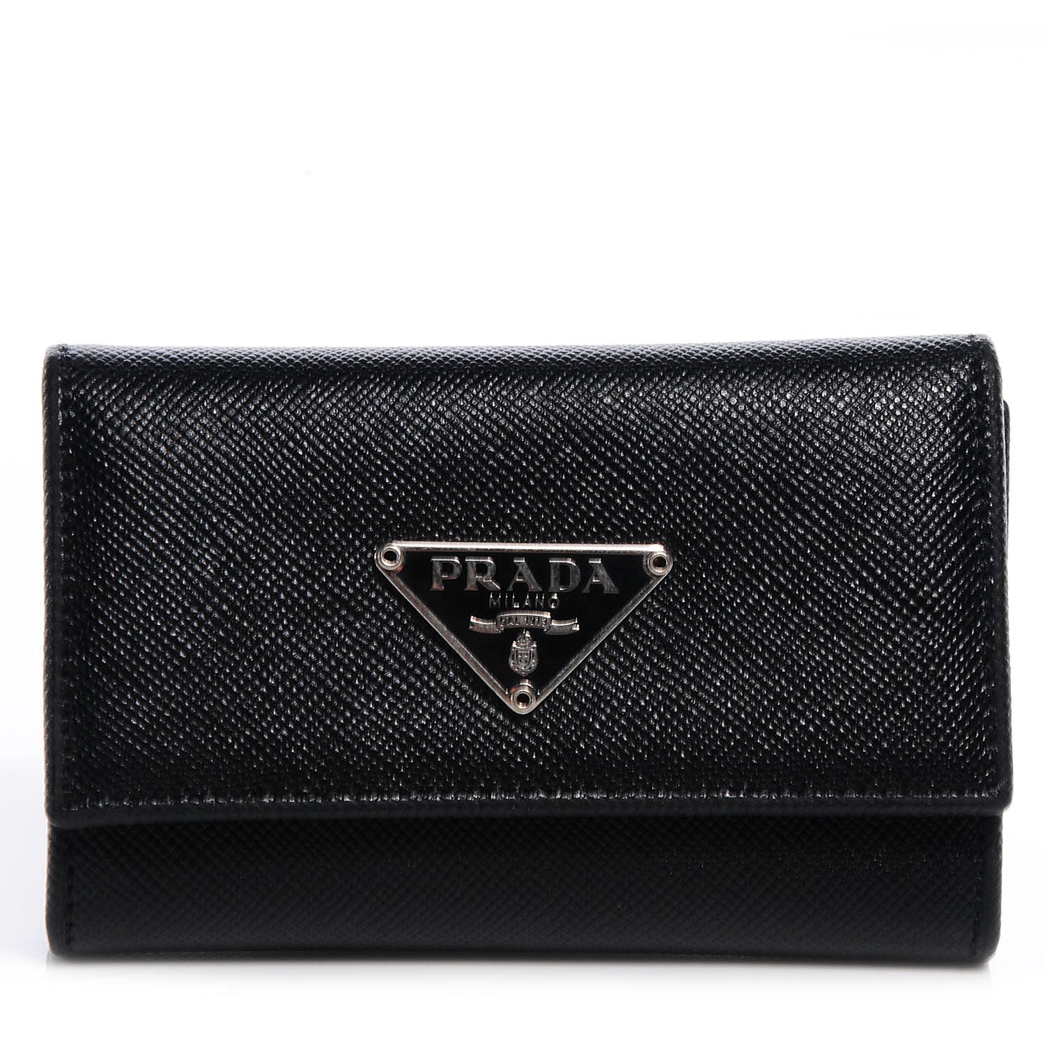 Prada Saffiano Metal 6 Key Holder Black 1 of 8