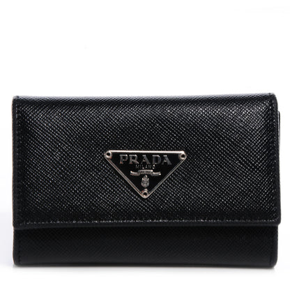 Prada Saffiano Metal 6 Key Holder Black 1 of 8