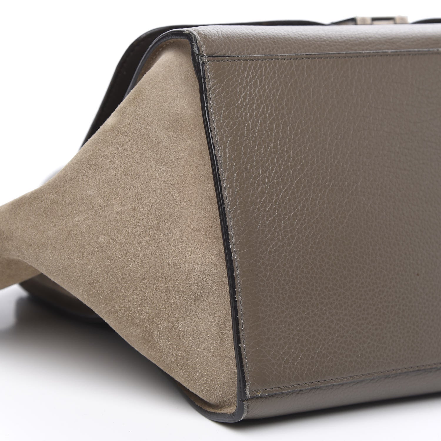 Celine Drummed Calfskin Suede Medium Trapeze Taupe 8 of 20
