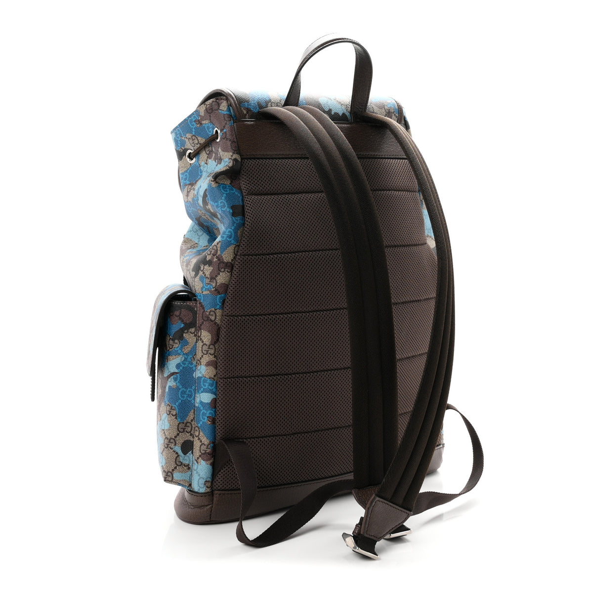 GG Supreme Monogram Camouflage Large Backpack Beige Ebony New Acero Blue