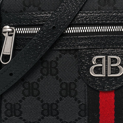 Gucci X BALENCIAGA BB Monogram Web Mini Ophidia Shoulder Bag Black 8 of 13