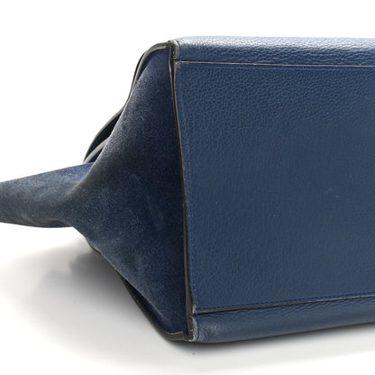 Celine Drummed Calfskin Suede Medium Trapeze Navy 8 of 16