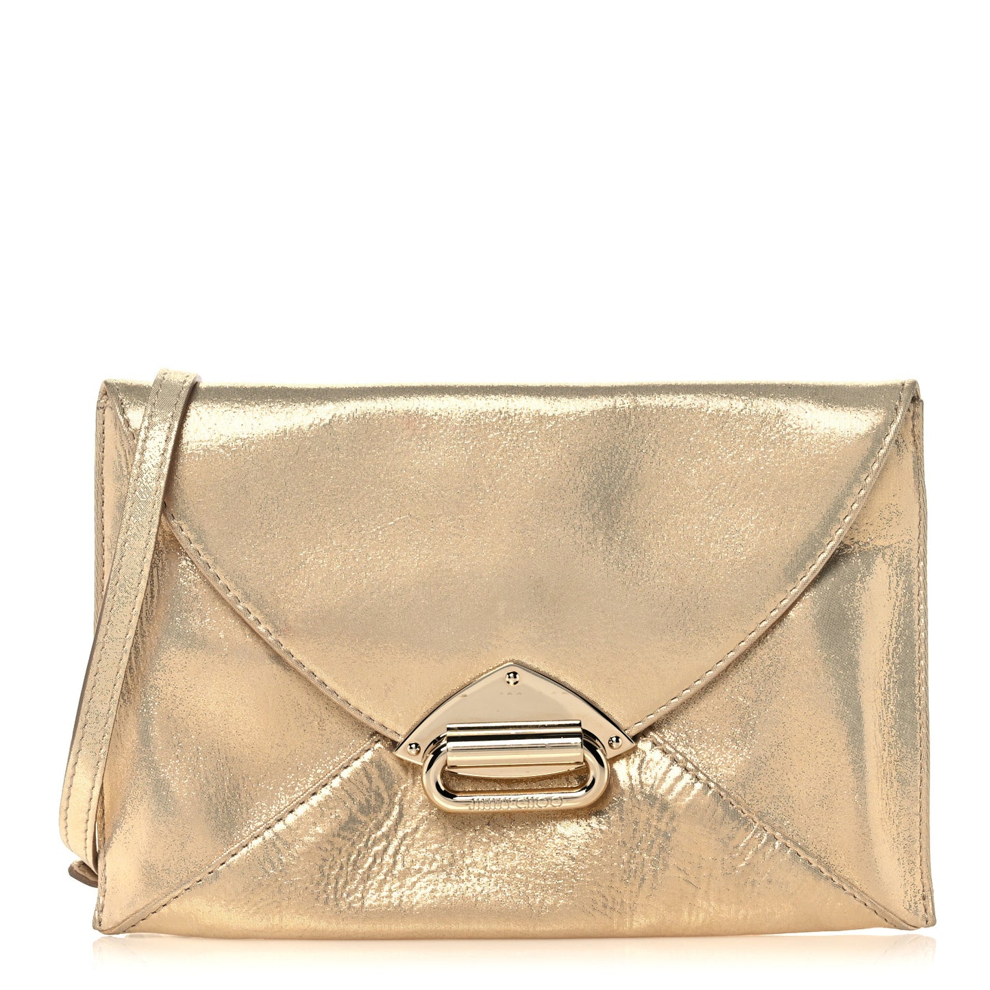 Metallic Calfskin Envelope Clutch Gold