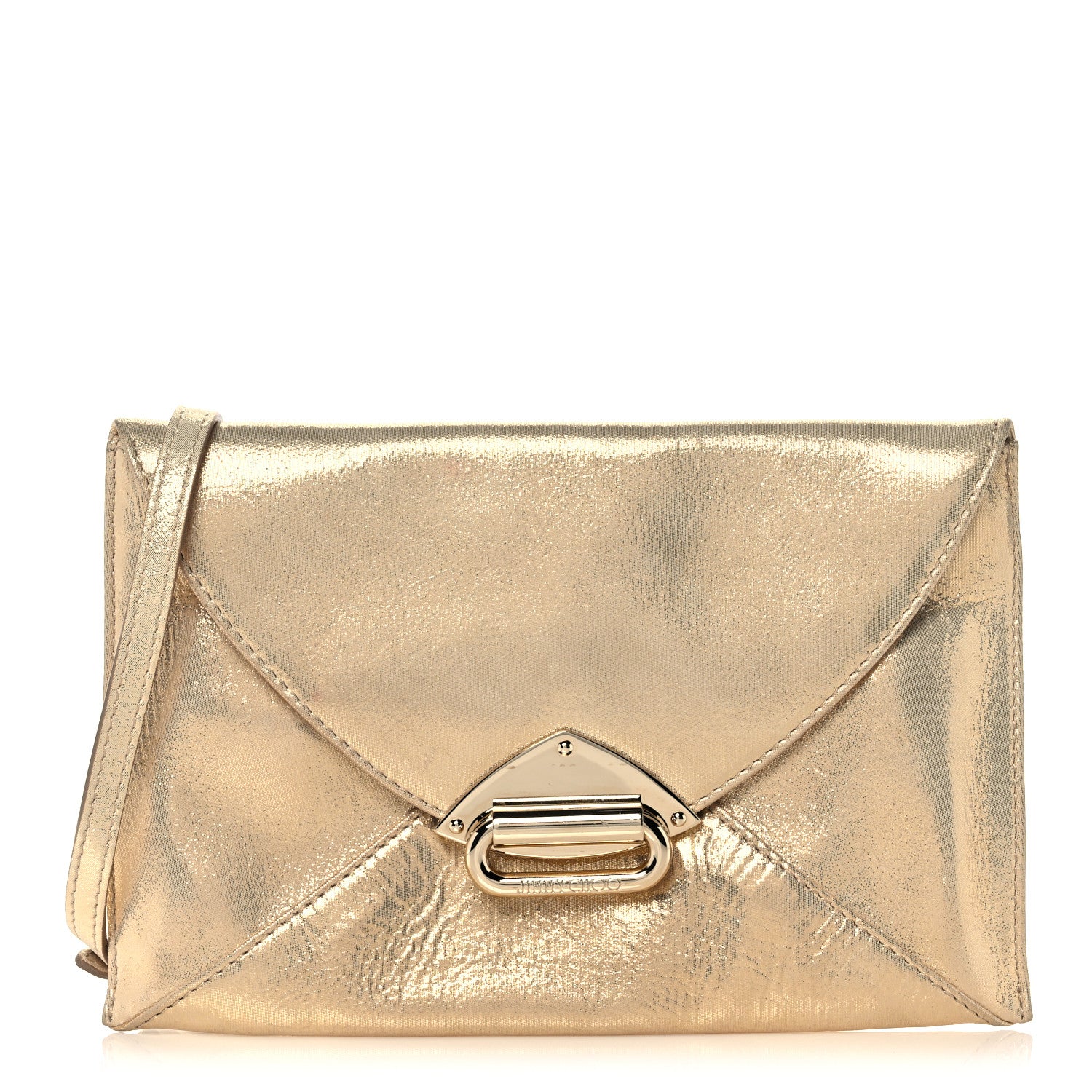 Jimmy Choo Metallic Calfskin Envelope Clutch Gold 1 of 14