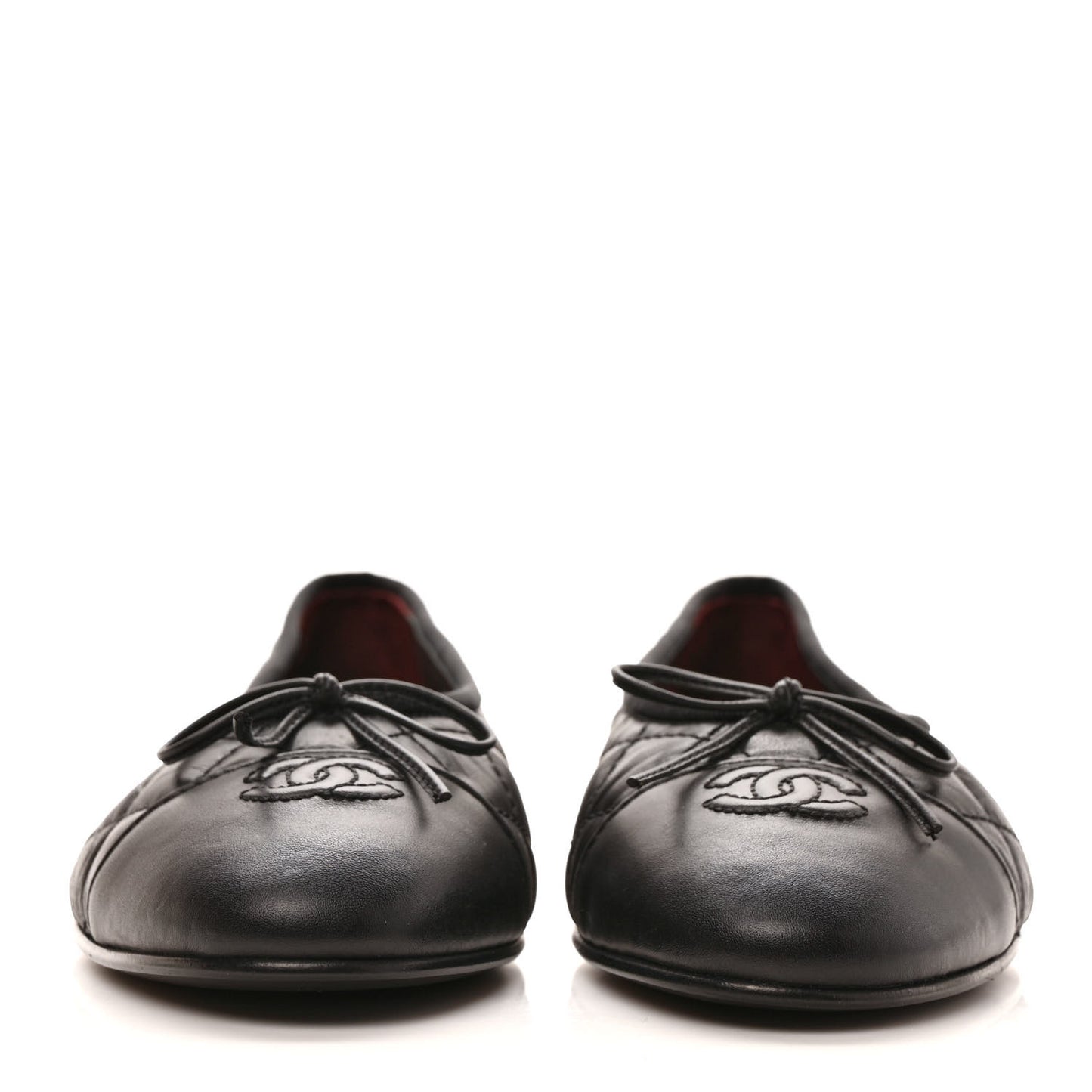 Aged Calfskin Quilted CC Cap Toe Ballerina Flats 41 Black