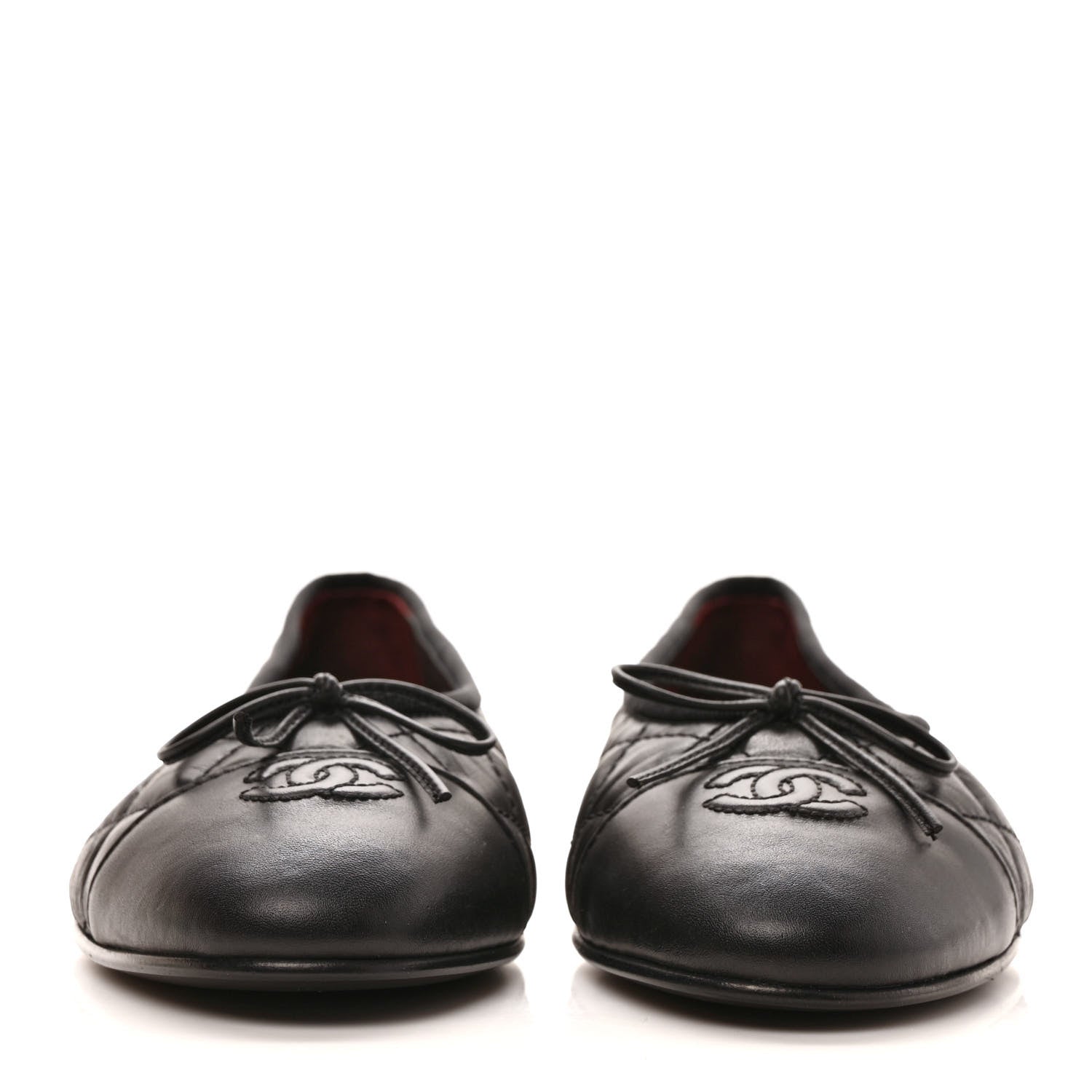 Chanel Aged Calfskin Quilted CC Cap Toe Ballerina Flats 41 Black 2 of 9