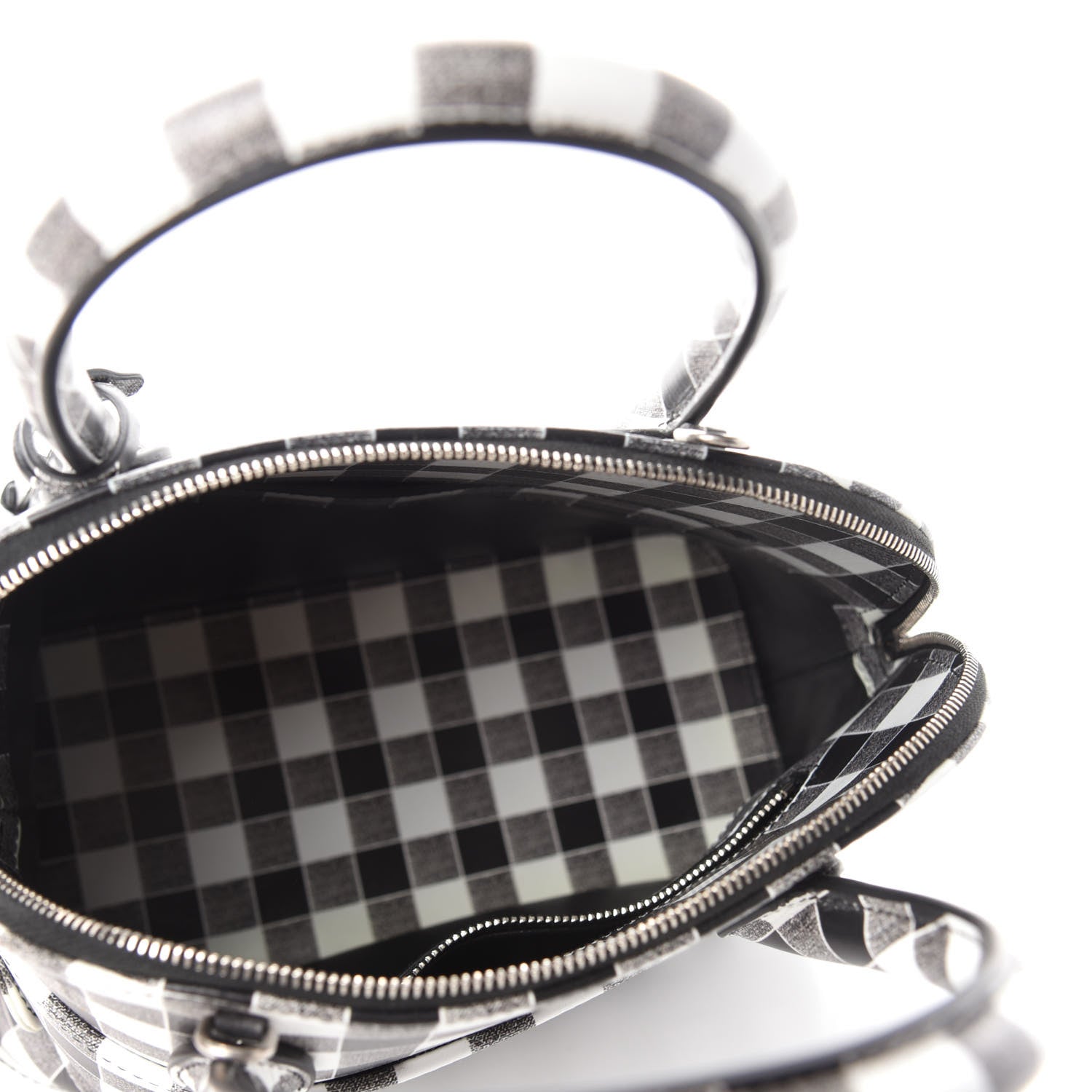 Balenciaga Calfskin Checked S Ville Top Handle Bag Black 5 of 11
