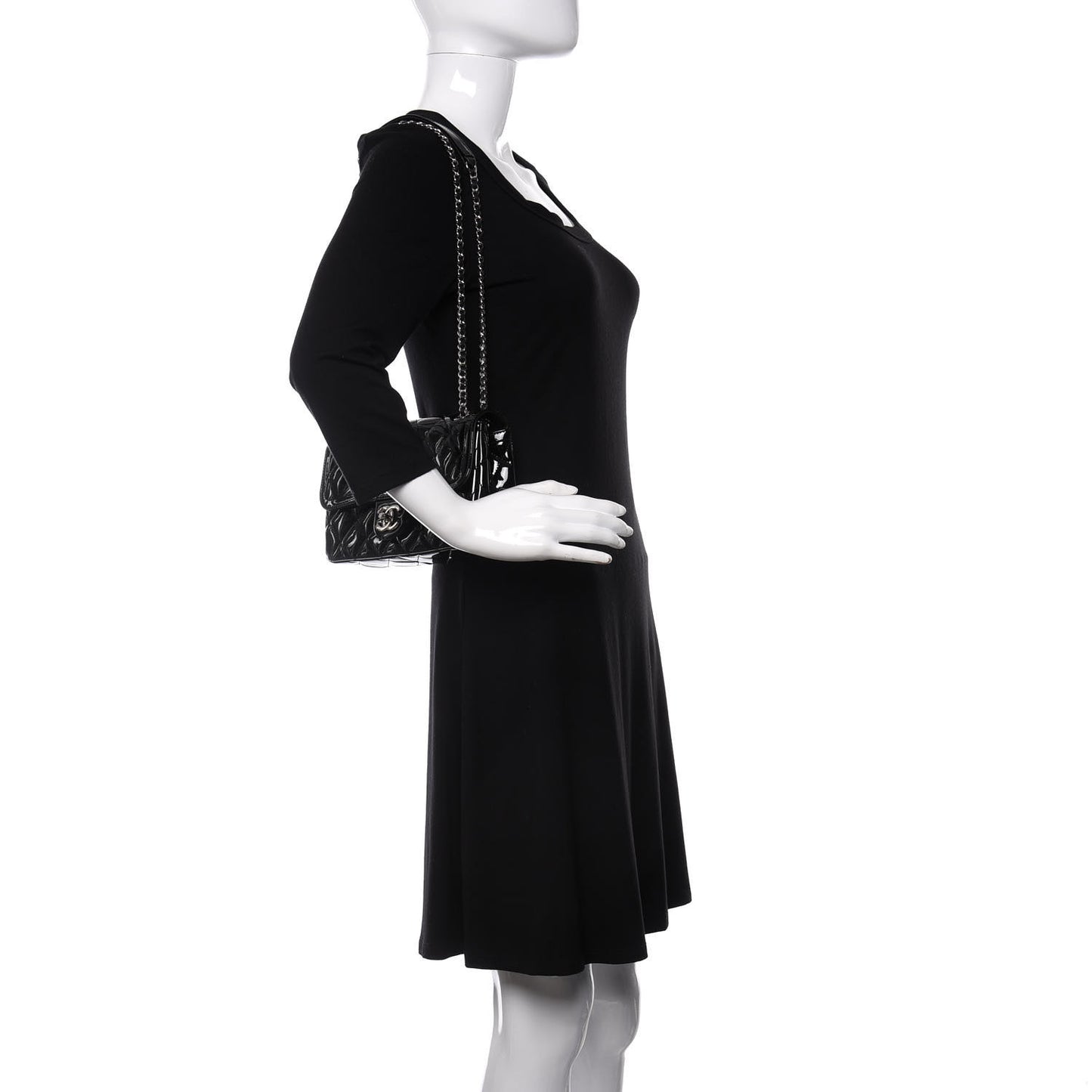Patent Quilted Small Coco Shine Flap Black