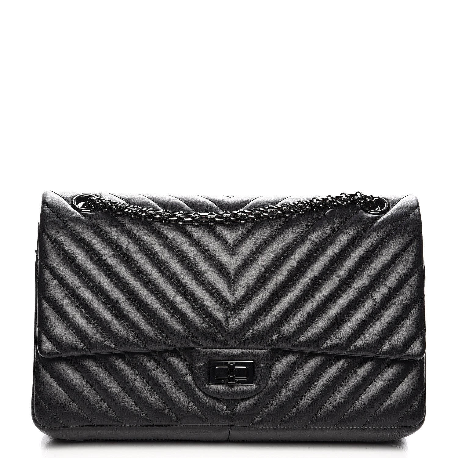 Chanel Aged Calfskin Chevron 2.55 Reissue 226 So Black 1 of 8