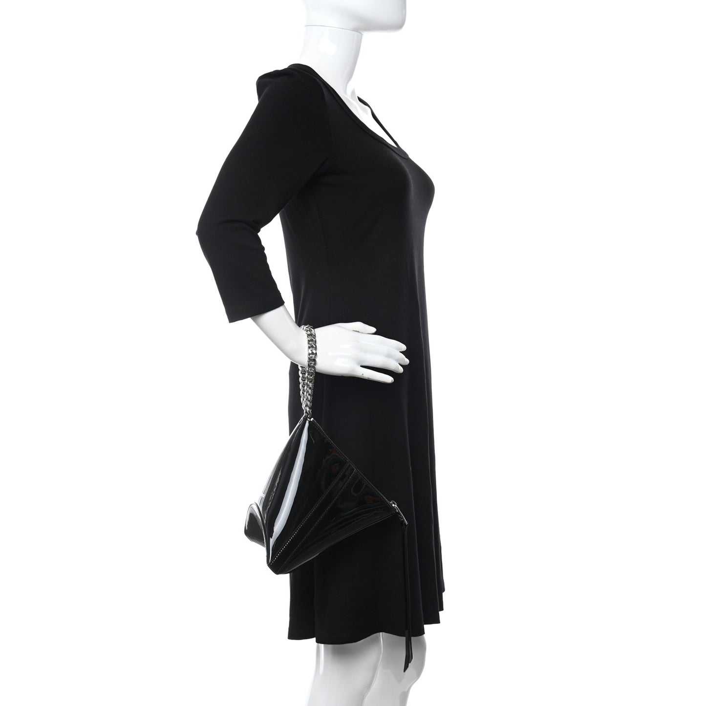 Patent Calfskin The Curve Pouch Black