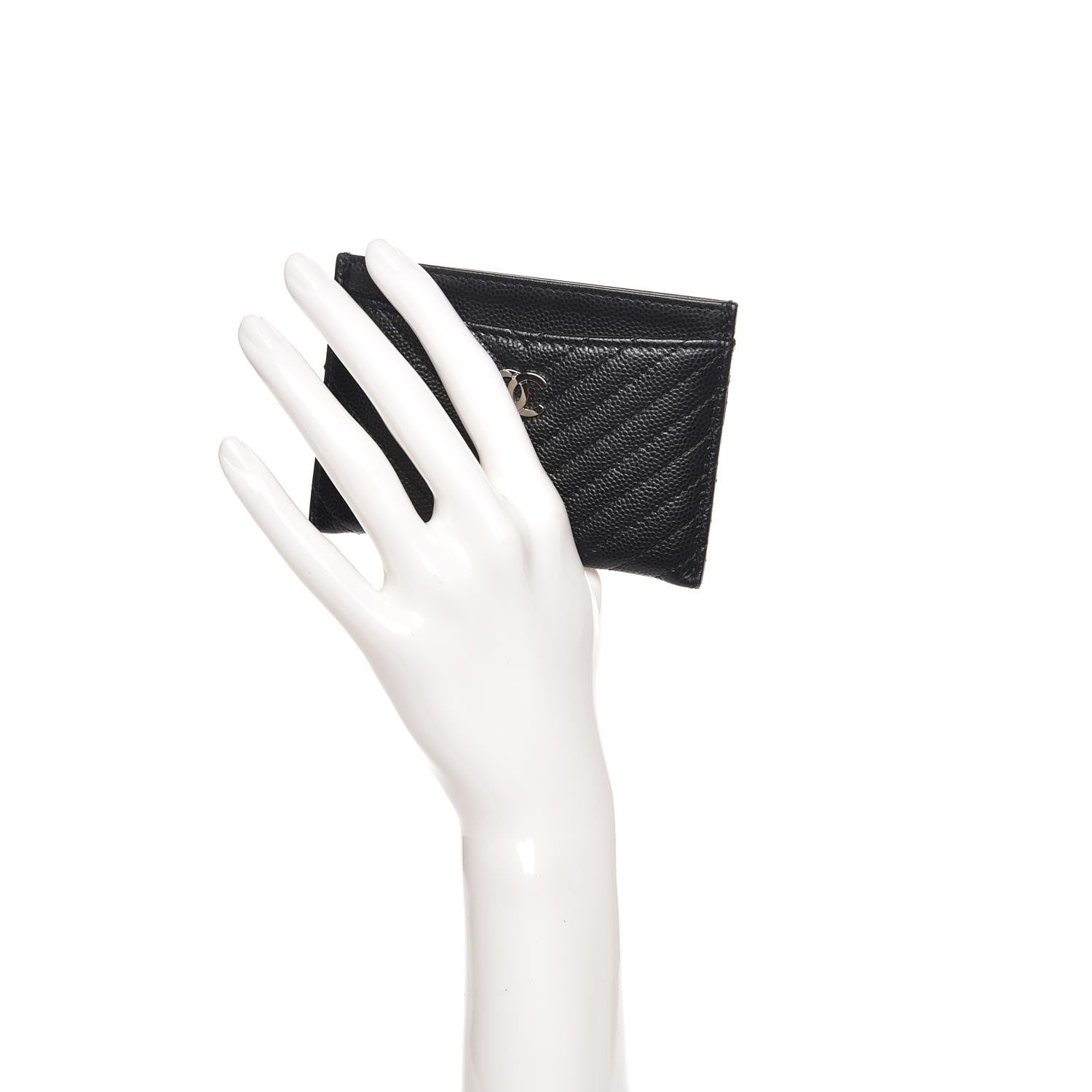 Chanel Caviar Chevron Quilted Card Holder Black 2 of 9