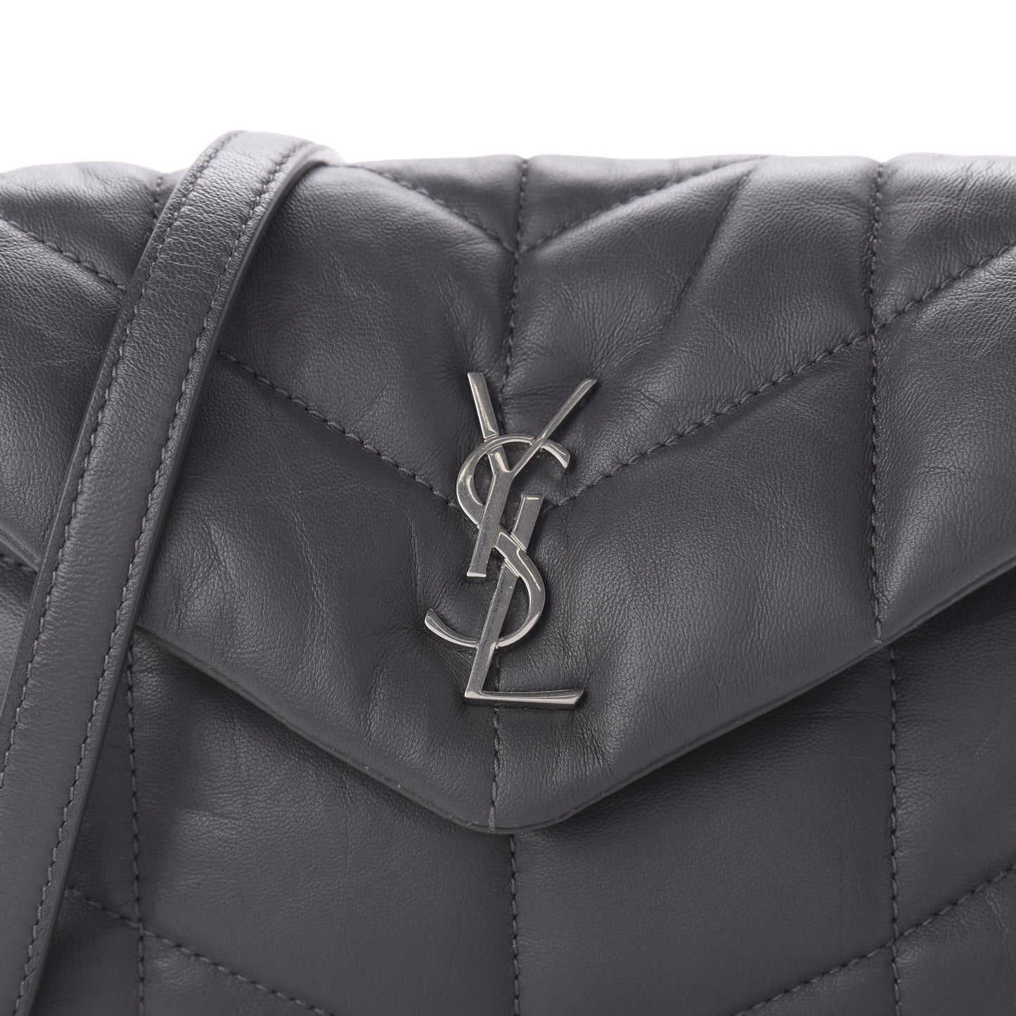 Lambskin Quilted Toy Loulou Puffer Monogram Chain Satchel Storm