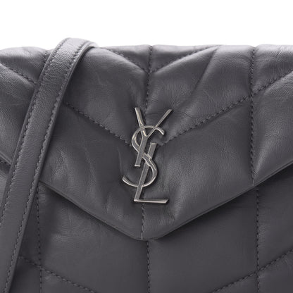 Saint Laurent Lambskin Quilted Toy Loulou Puffer Monogram Chain Satchel Storm 9 of 9