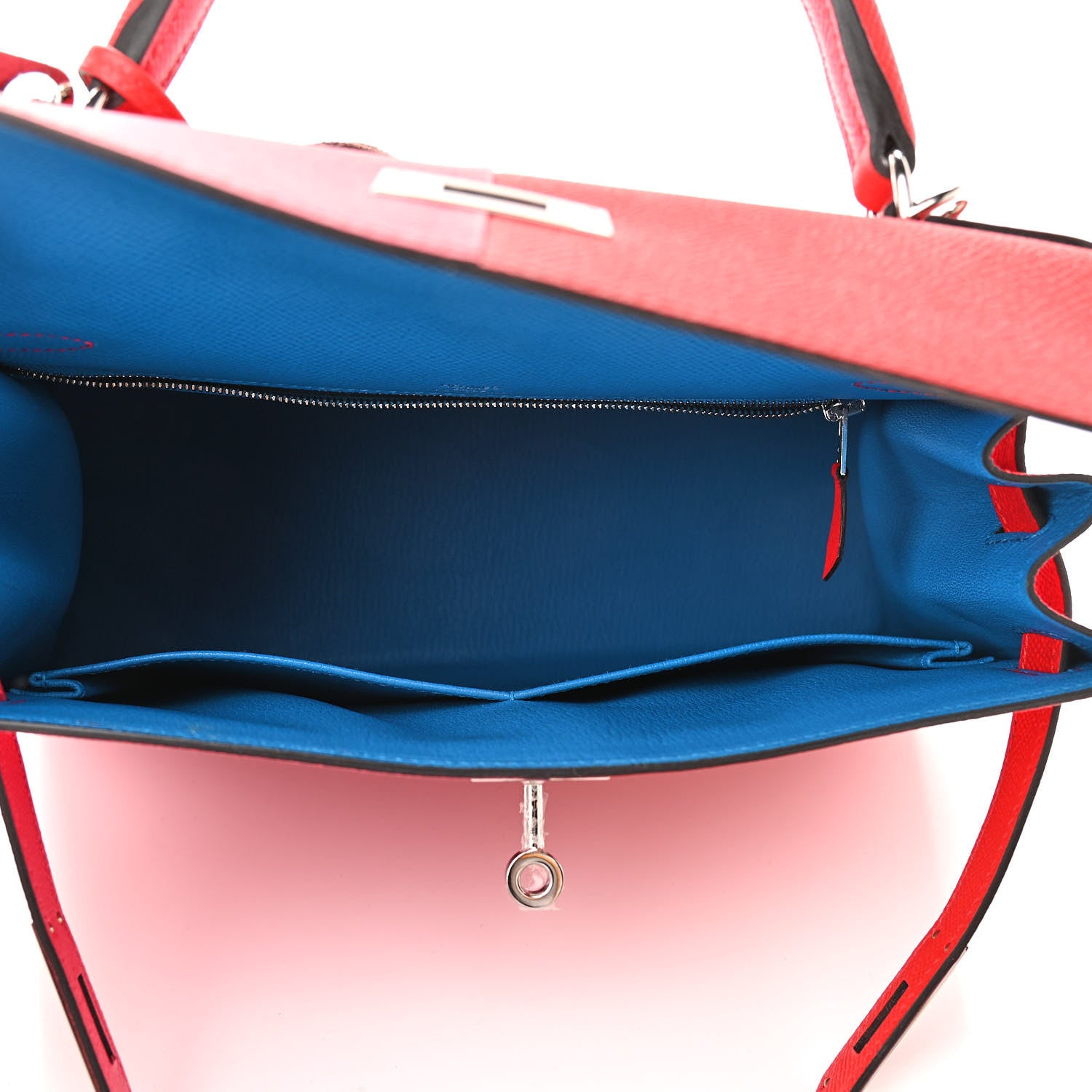 Hermes Epsom Casaque Kelly Sellier 28 Rouge Coeur Rose Extreme Bleu Zanzibar 5 of 12