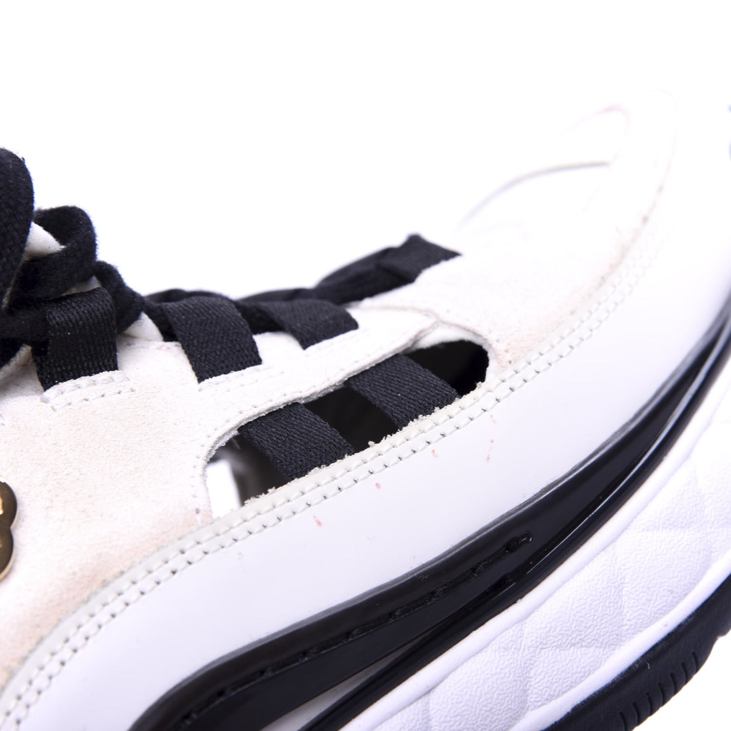 Calfskin Suede Nylon Grosgrain CC Sneakers 36 White Black