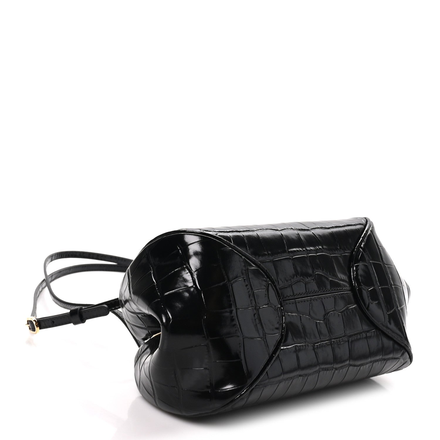 Chanel Calfskin Crocodile Embossed Pretty CC Clutch With Strap Black 3 of 10
