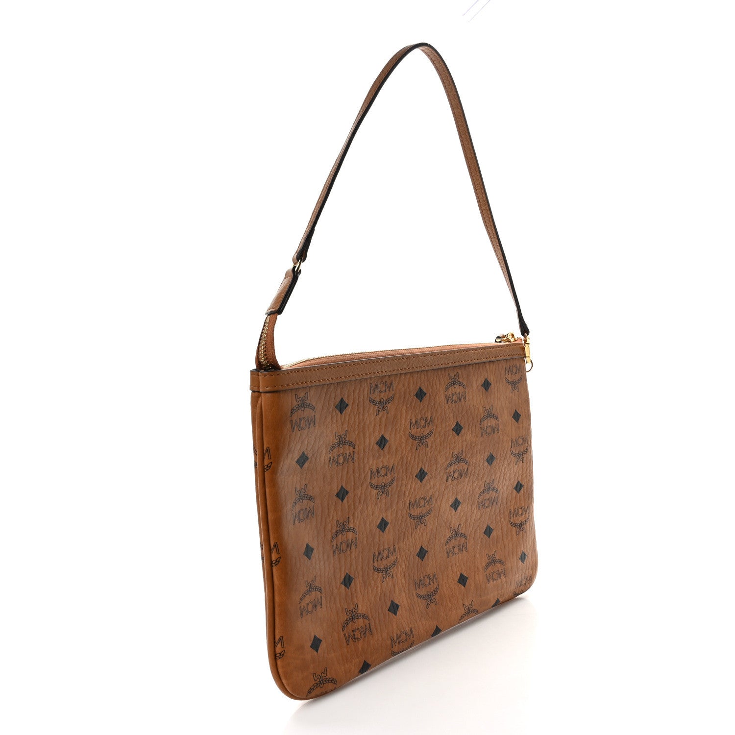 MCM Visetos Liz Shopper Tote Pouch Cognac 3 of 8