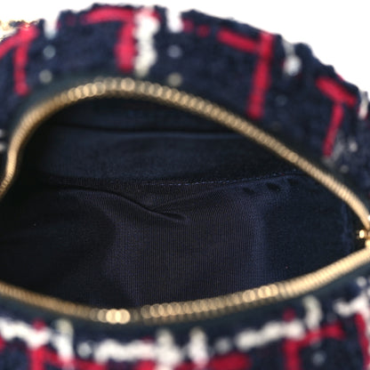 Chanel Tweed Quilted Round Filigree Clutch With Chain Navy Blue 5 of 9
