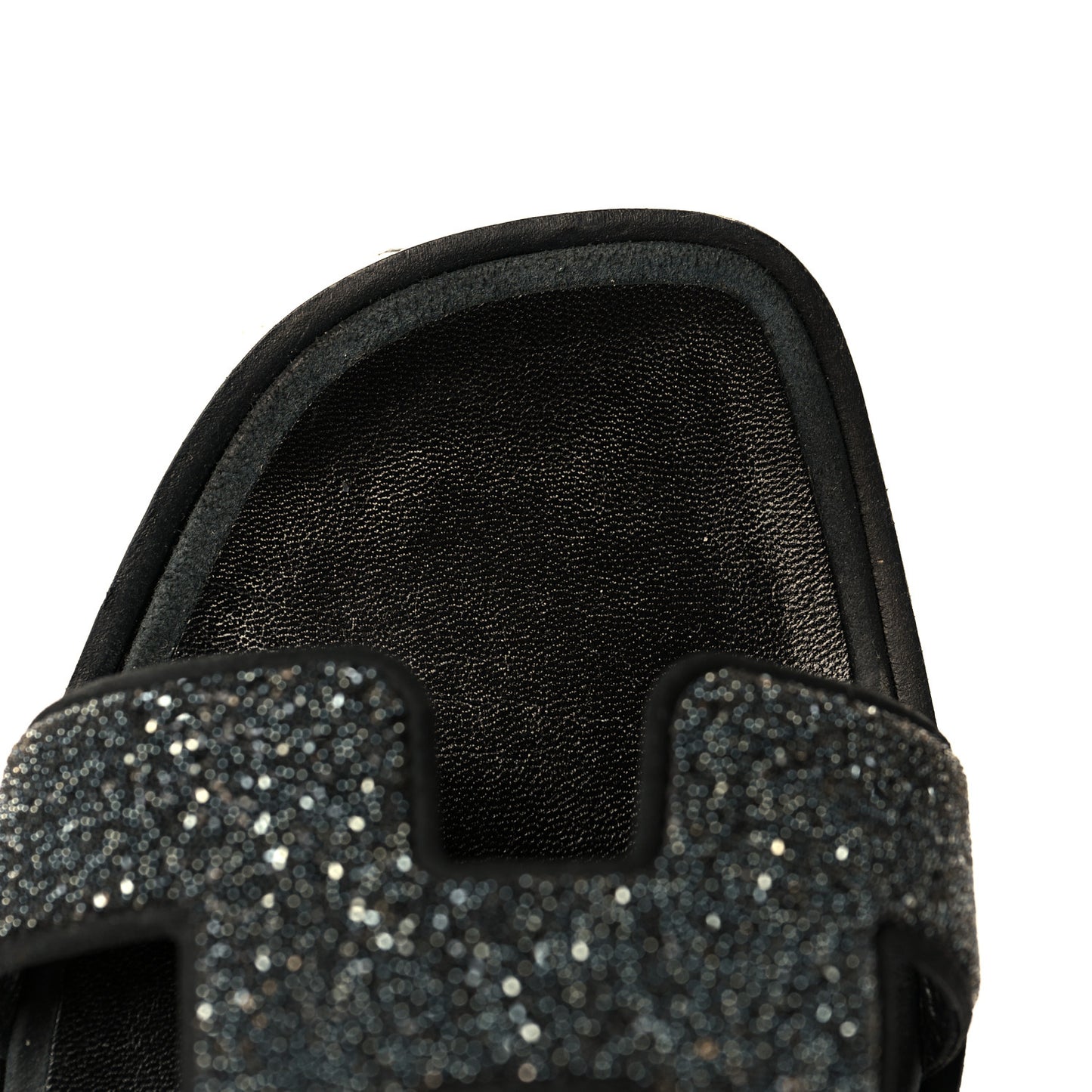 Suede Goatskin Crystal Powder Oran Sandals 35.5 Black