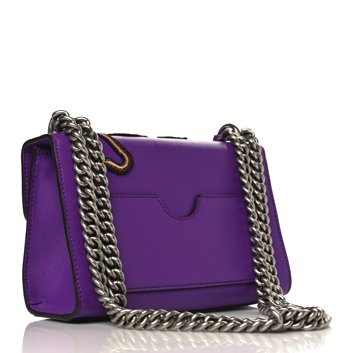 Calfskin Embroidered Tiger Strawberry Small Padlock Shoulder Bag Purple