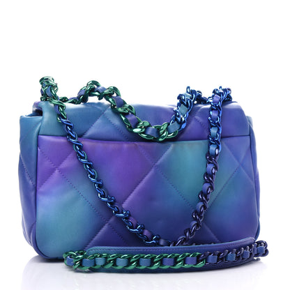 Chanel Tie Dye Calfskin Quilted Medium Chanel 19 Flap Blue Purple 3 of 10