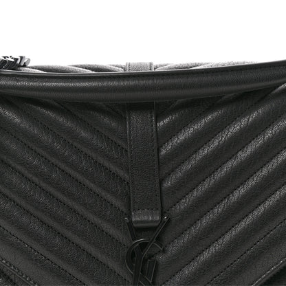 Saint Laurent Sheepskin Matelasse Chevron Monogram Monochrome Large College Satchel Black 14 of 21