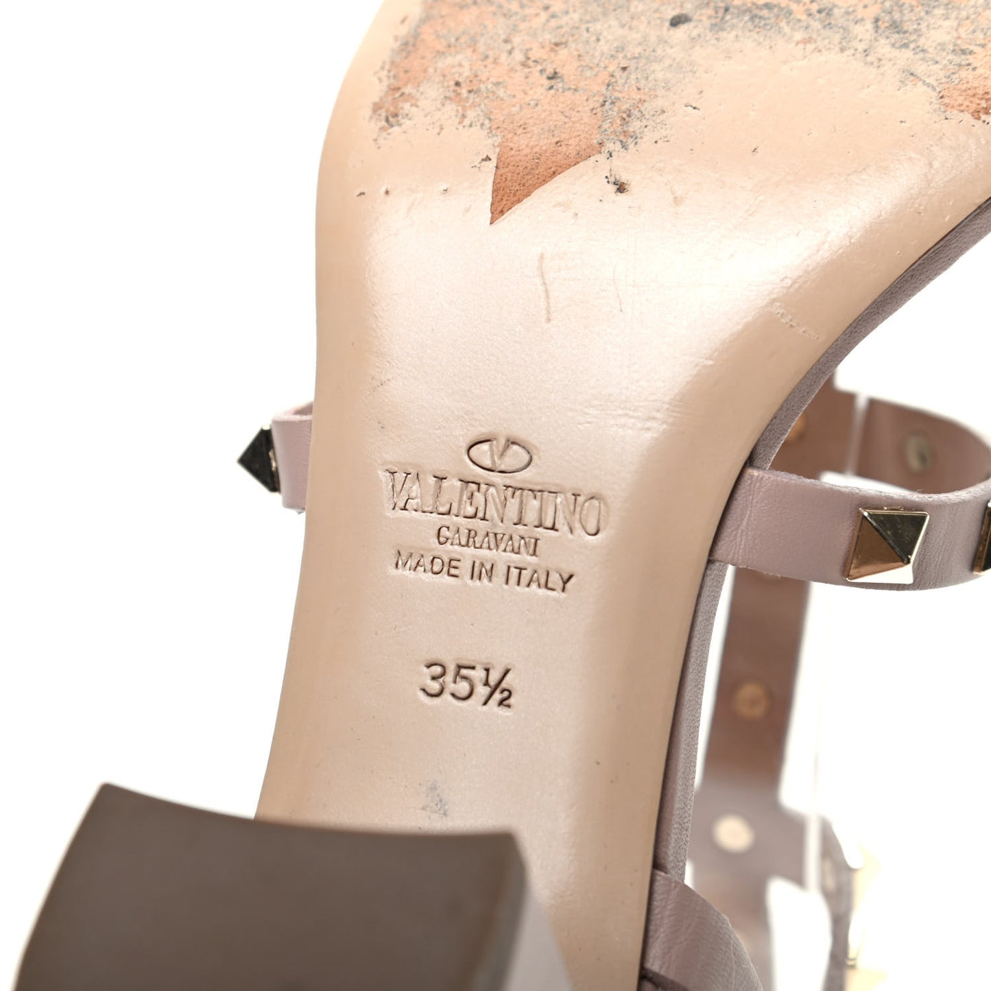 Calfskin Rockstud 60mm City Sandals 35.5 Poudre