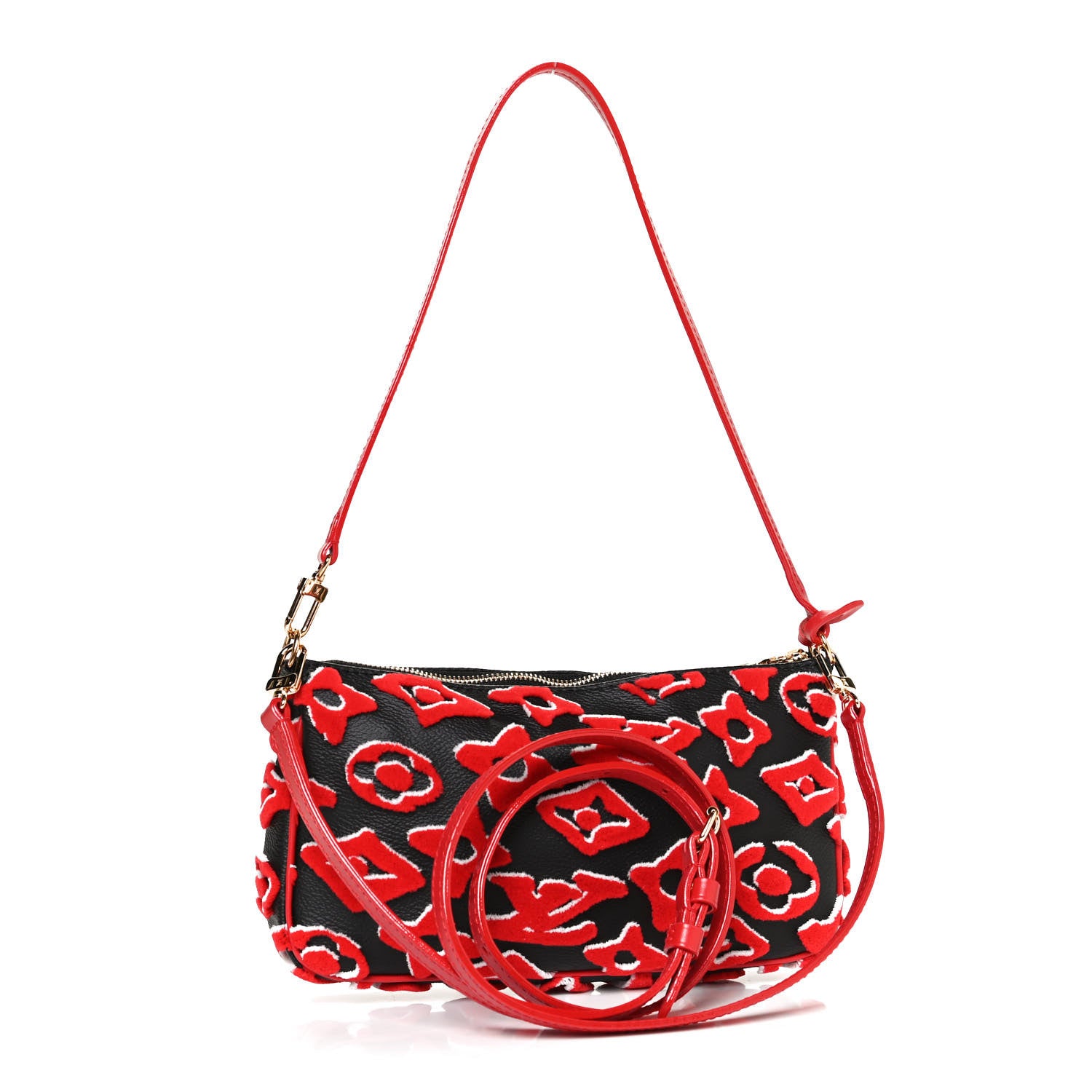 Louis Vuitton X UF Tufted Monogram Pochette Accessories Black Red 3 of 13
