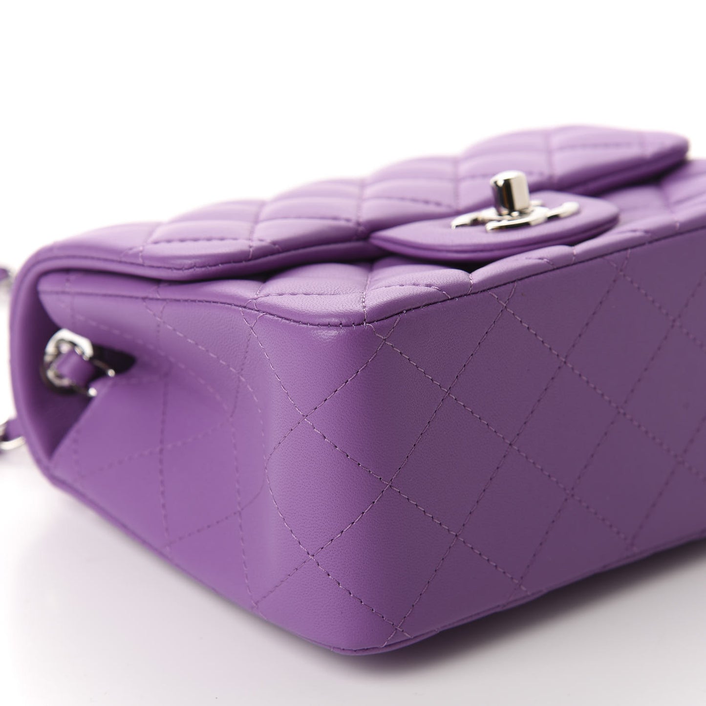 Lambskin Quilted Mini Square Flap Dark Purple