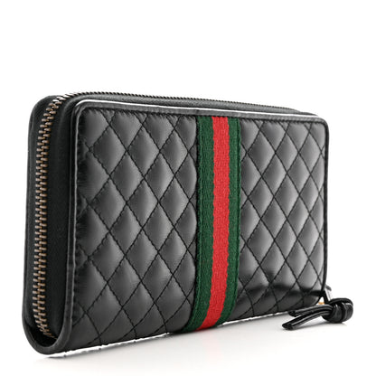 Gucci Calfskin Web Trapuntata GG Zip Around Wallet Black 3 of 9