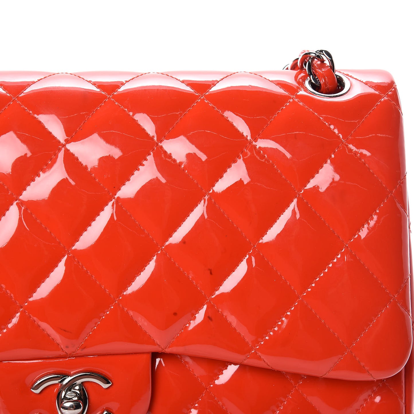 Patent Quilted Jumbo Double Flap Red
