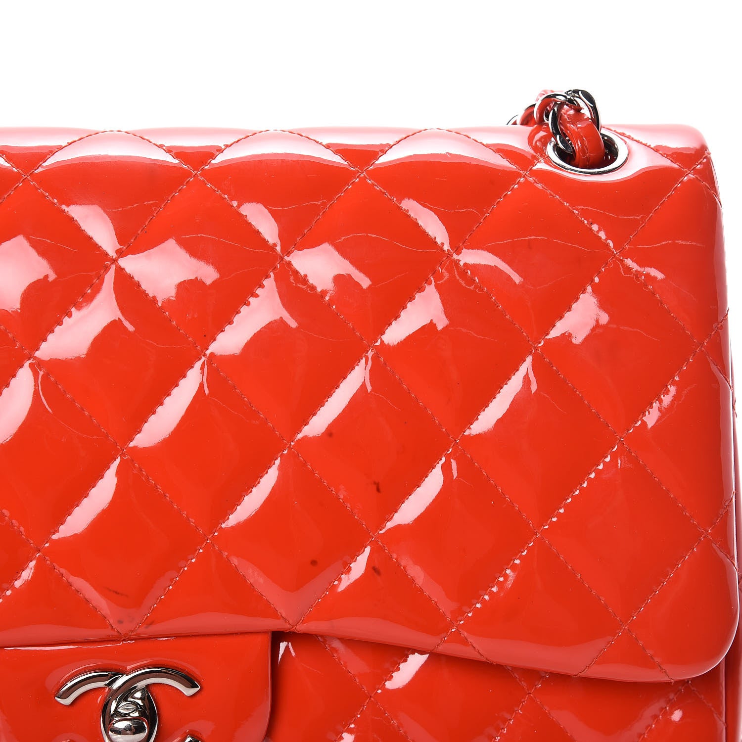 Chanel Patent Quilted Jumbo Double Flap Red 12 of 21