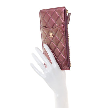 Chanel Metallic Aged Calfskin Quilted Classic Flat Wallet Pouch Purple 2 of 8