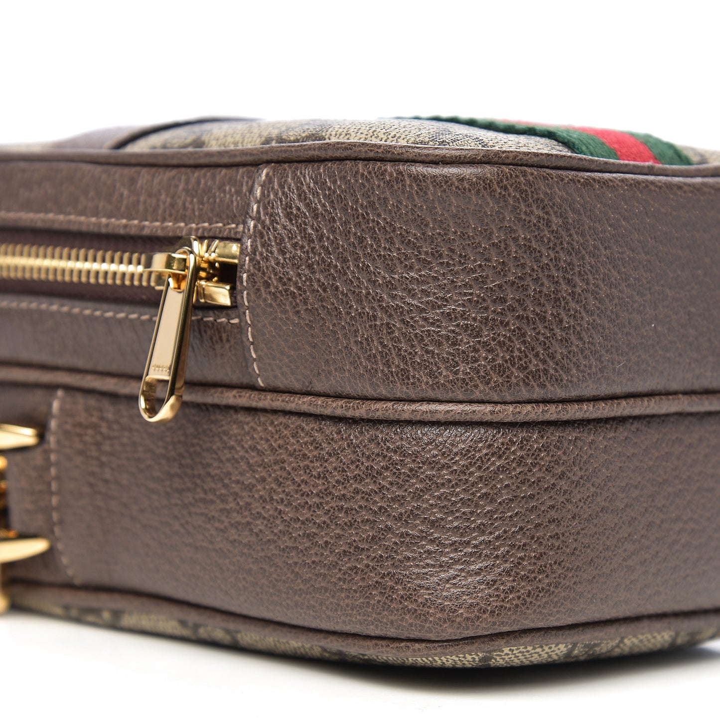 GG Supreme Monogram Web Mini Ophidia Double Zip Crossbody Bag Beige New Acero