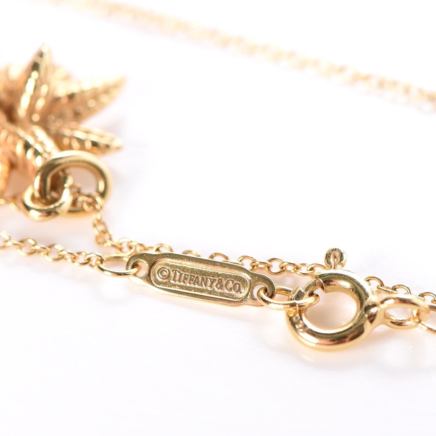 Tiffany 18K Yellow Gold Palm Tree Pendant Necklace 6 of 6