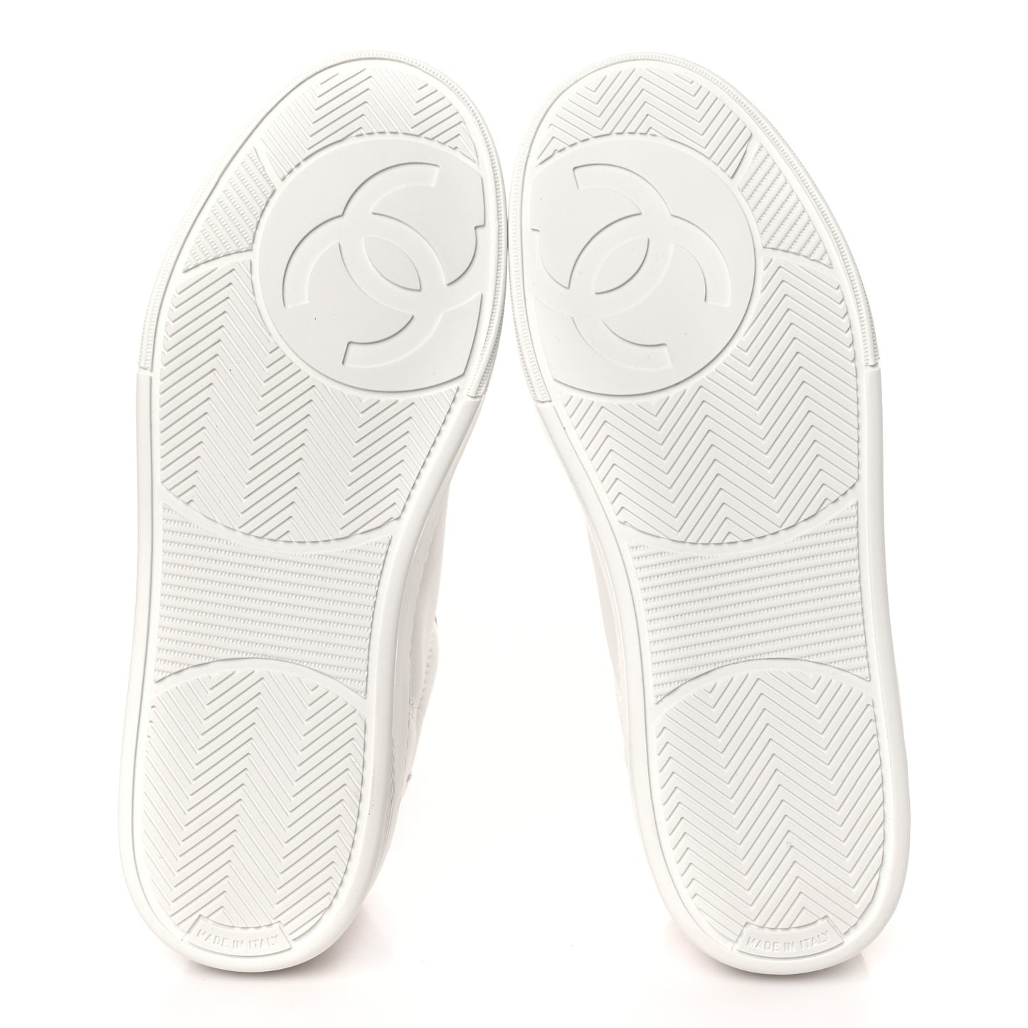 Calfskin Womens CC Logo Sneakers 37.5 White