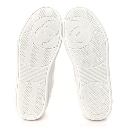 Chanel Calfskin Womens CC Logo Sneakers 37.5 White 5 of 8