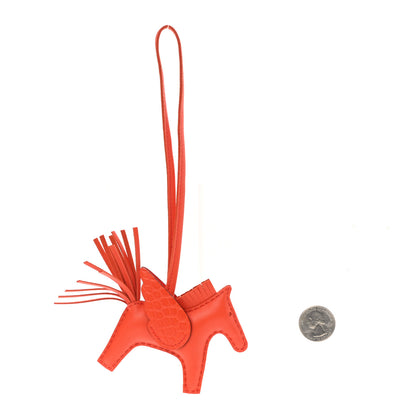 Hermes Milo Lambskin Matte Alligator Touch Grigri Rodeo Pegase Horse Bag Charm PM Orange Poppy Capucine 2 of 5