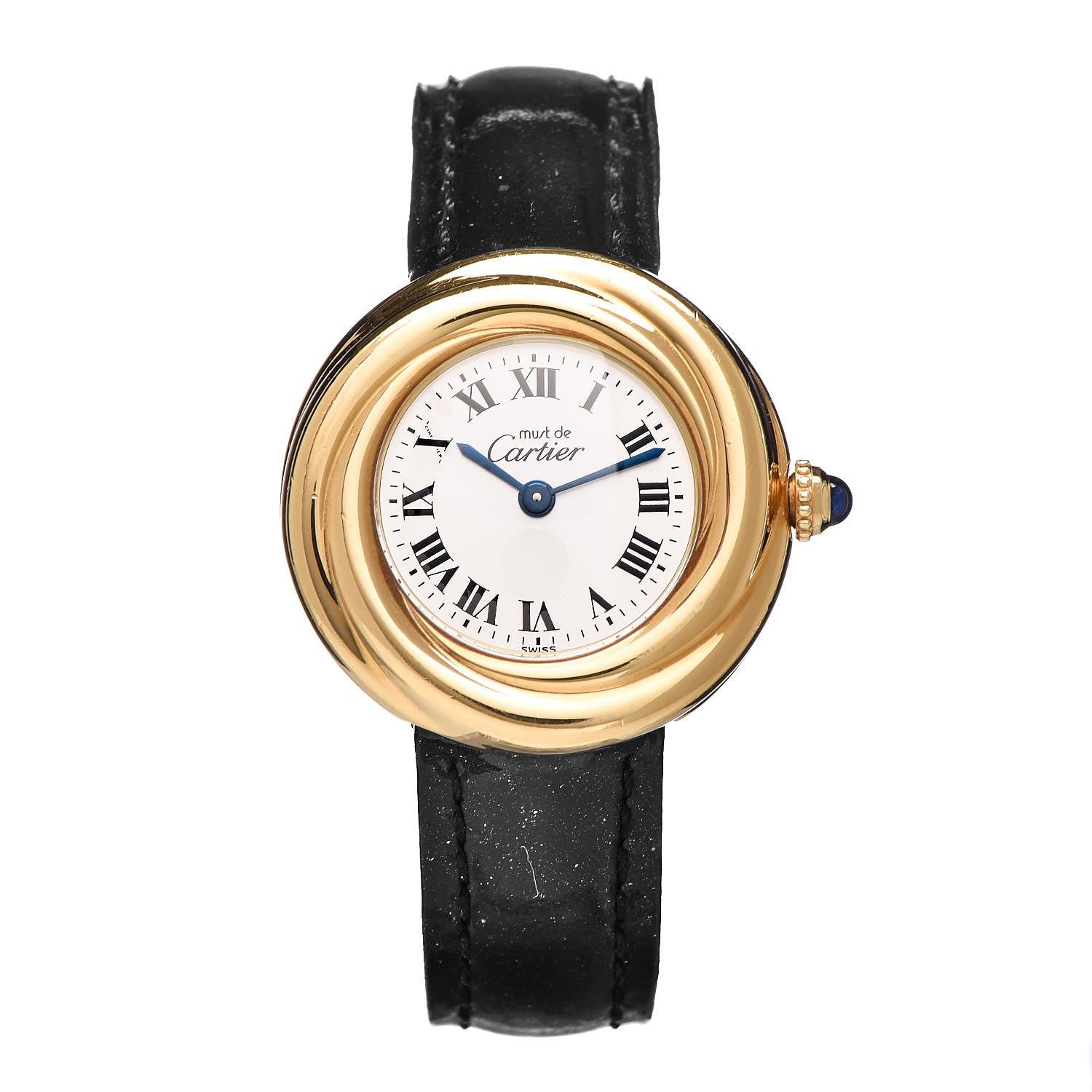Cartier Sterling Silver Vermeil Calfskin 26mm Must De Cartier Quartz Watch 1 of 10