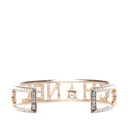 Chanel Crystal Baguette Logo Cuff Bracelet Gold 3 of 6