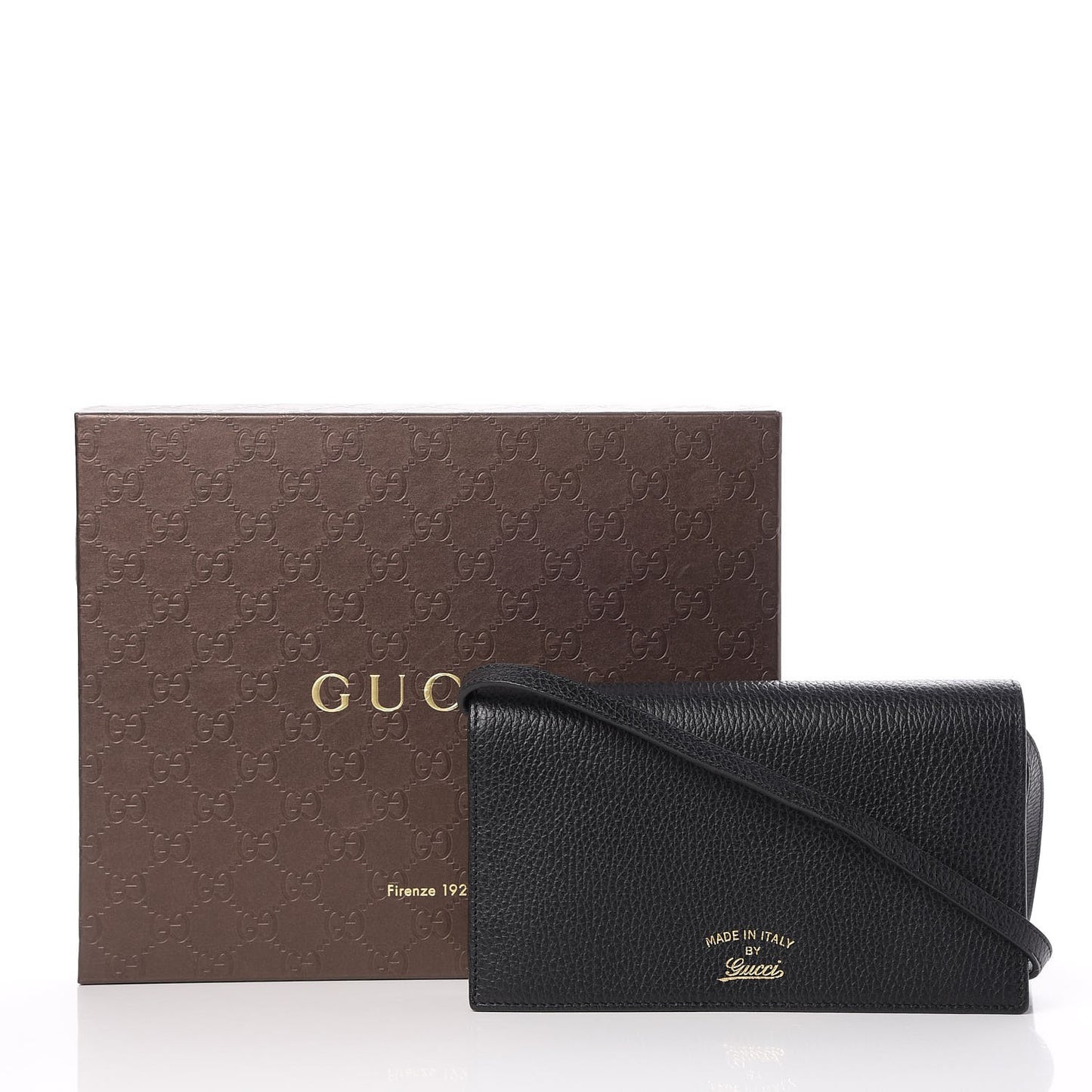 Dollar Calfskin Mini Swing Wallet Bag Black