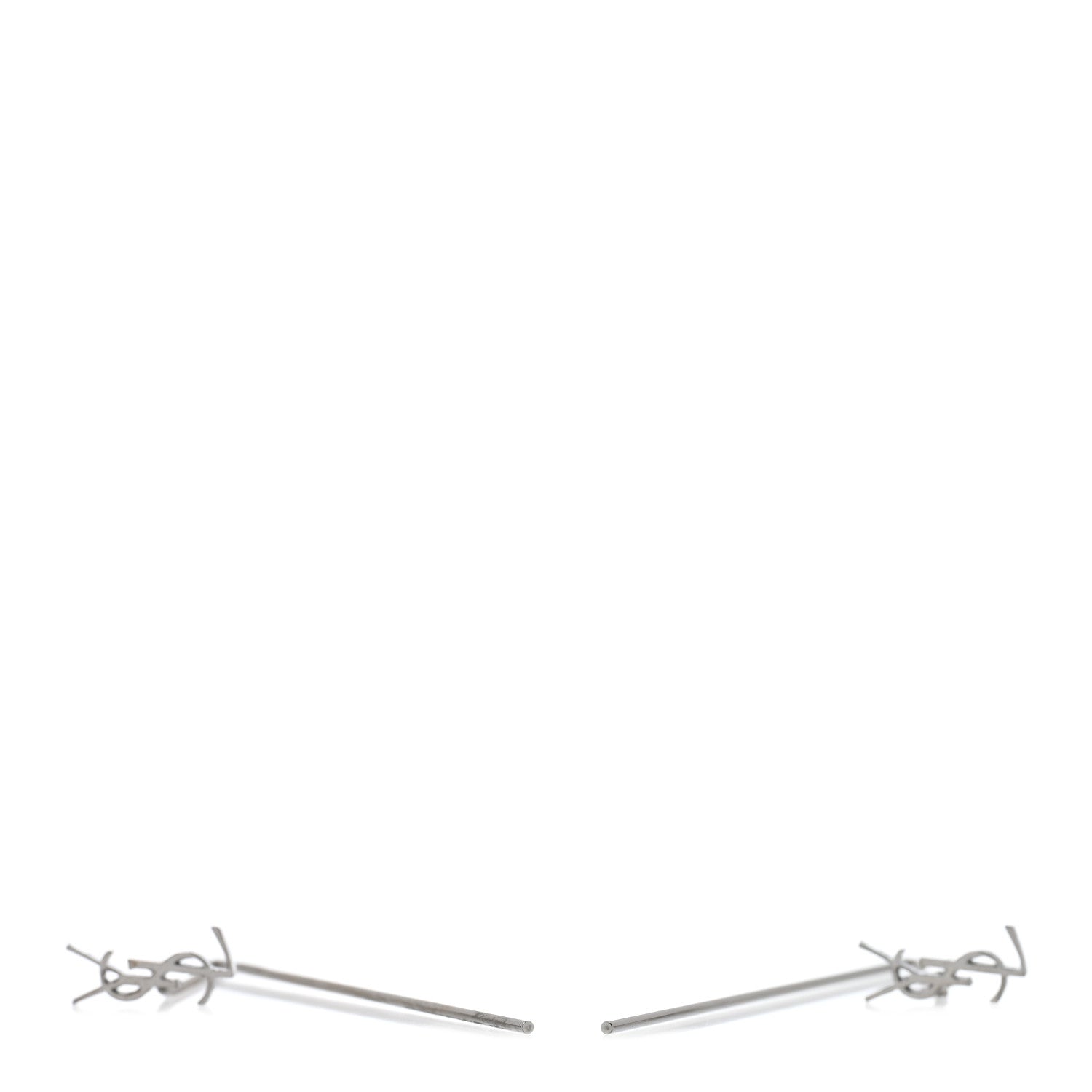 Saint Laurent Metal Monogram Pendant Threader Earrings Silver 3 of 4