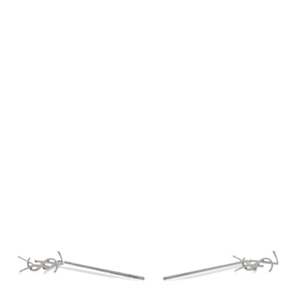 Saint Laurent Metal Monogram Pendant Threader Earrings Silver 3 of 4