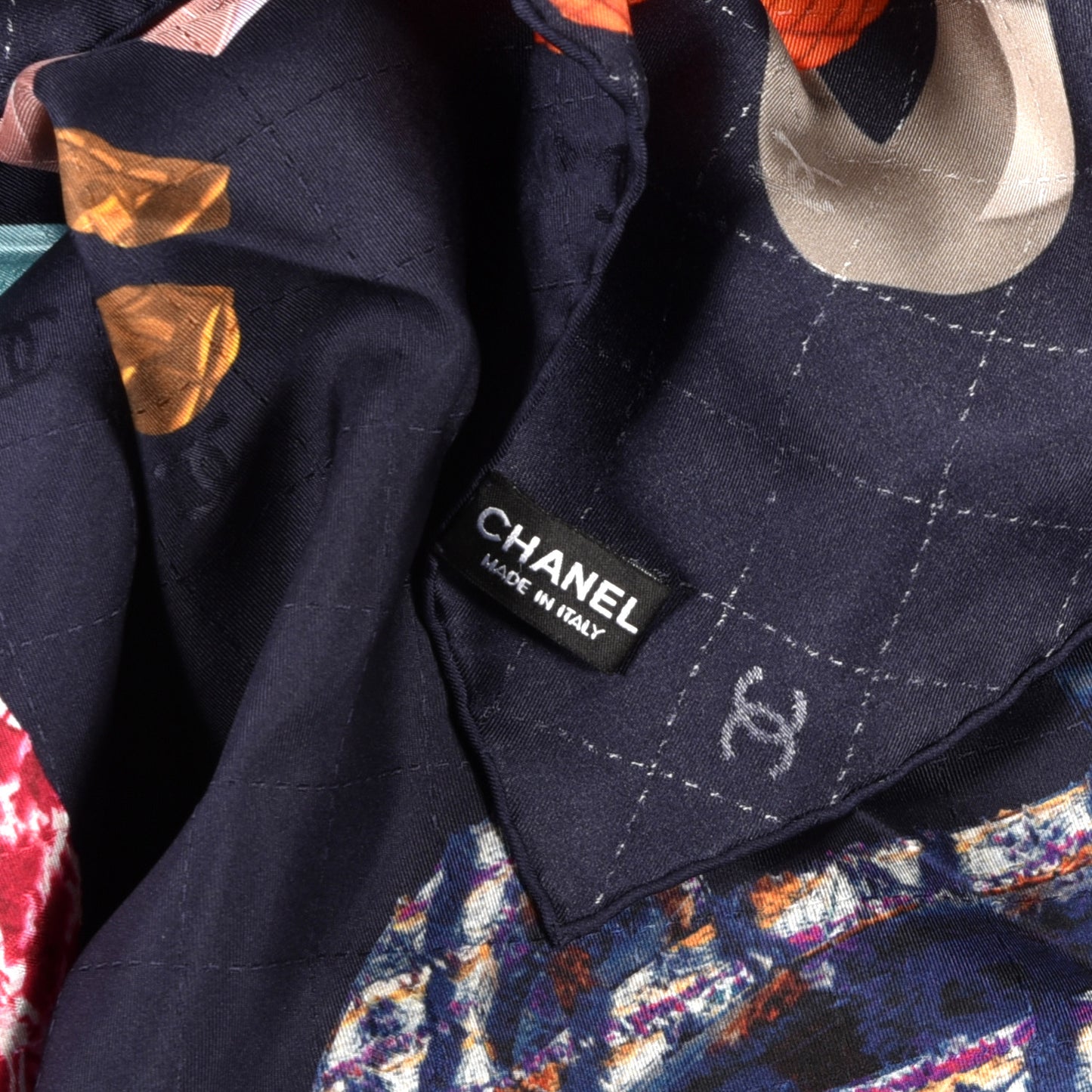 Silk CC Square Scarf Blue
