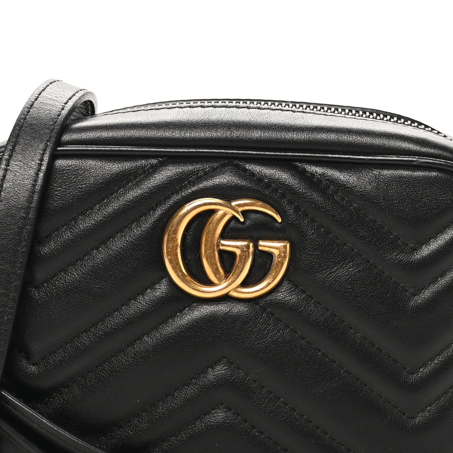 Gucci Calfskin Matelasse Mini GG Marmont Chain Shoulder Bag Black 8 of 10